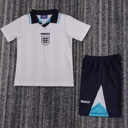 Kids 1996 Retro England Home White Kids/Youth Soccer Uniform-311