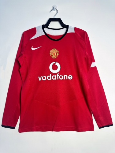 04-06 Retro Version Manchester United Home Red LS Thailand Soccer Jersey AAA-SL/811