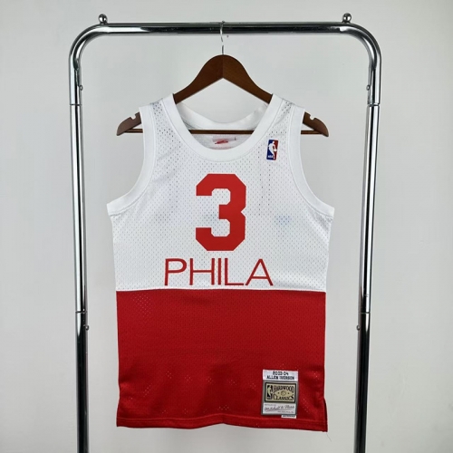 MN Retro Hot Press Season 03-04 NBA Philadelphia 76ers White & Red #3 Jersey-311