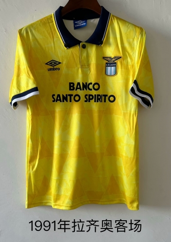 1991 Retro Version Lazio Away Yellow Thailand Soccer Jersey AAA-709