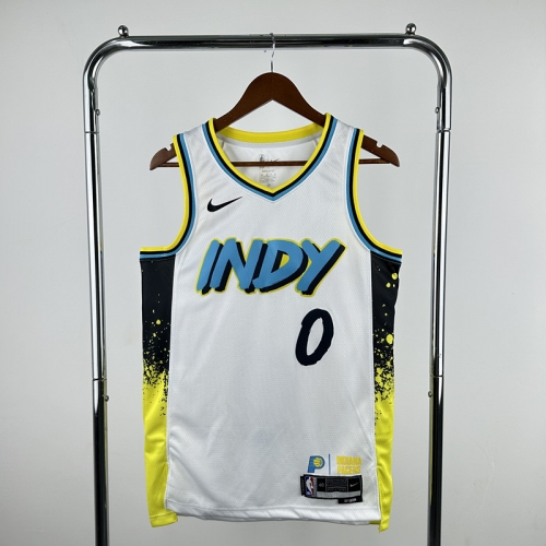 25 Season City Version Indiana Pacers NBA White #0 Jersey-311