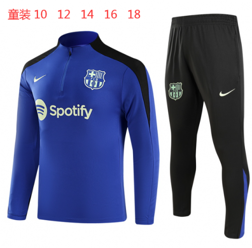 Kids 2024/25 Barcelona Blue Kids/Youth Thailand Soccer Tracksuit Uniform-GDP