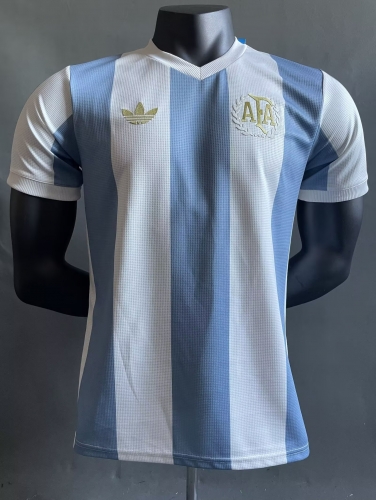 Player Version 50th Commemorative Version 2024/2025 Argentina White & Blue Thailand Soccer Jersey AAA-703