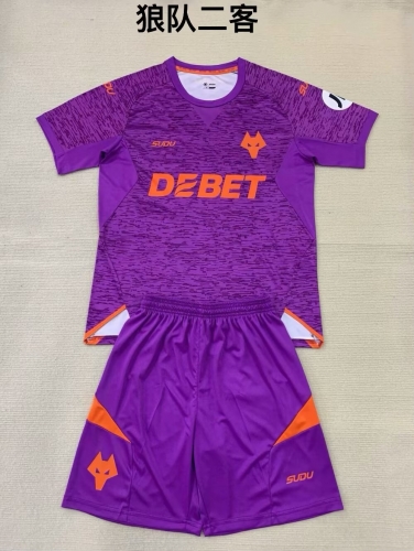 2024/25 Wolverhampton Wanderers 2nd Away Purple Soccer Uniform-208