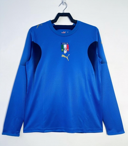 2006 Retro Version Italy Home Blue LS Thailand Soccer Uniform Jersey AAA-811