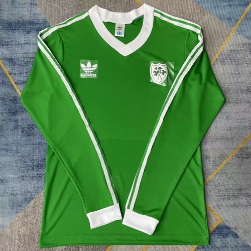 86 Retro Version  Ireland Home Green LS Thailand Soccer Jersey AAA-410