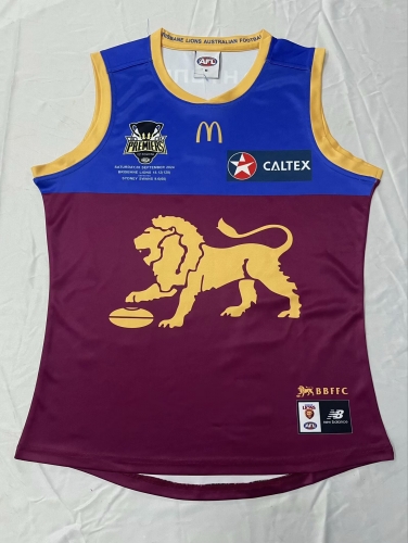 Champion Version 2024 Season AFL Brisbane Lions Away Red & Blue Thailand Rugby Shirts Vest-805