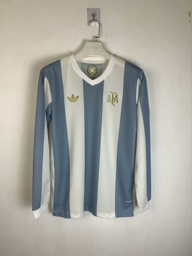 50th Commemorative Version 2024/25 Argentina White & Blue Thailand LS Soccer Jeesey AAA-410