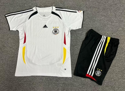 Kids 06 Retro Version Germany Home White Kids/Youth Soccer Uniform-1040