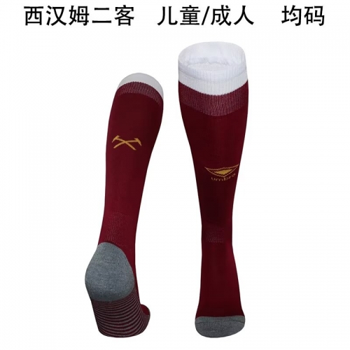 Kids/Youth 2024/25 West Ham United 2nd Away Red Thailand Soccer Socks