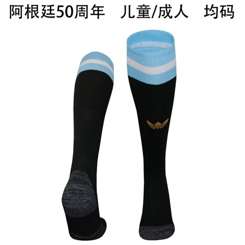 50th Commemorative Version 2024/25 Argentina Black Adult/Kids Thailand Soccer Socks