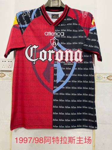 97/98 Retro Version Atlas FC Home Red & Black Thailand Soccer Jersey AAA-2041