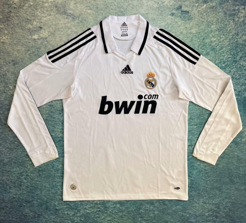 08/09 Retro Real Madrid Home White Thailand LS Soccer Jersey AAA-601