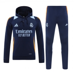 2024/25 Real Madrid Royal Blue Soccer Tracksuit Uniform With Hat-418