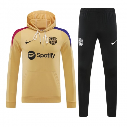 2024/25 Barcelona Yellow Thailand Soccer Tracksuit Uniform With Hat-418