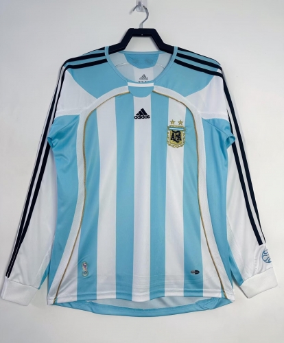 06 Retro Version Argentina Home Blue White LS Thailand Soccer Jersey AAA-503/811