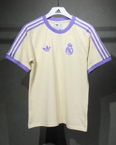 Player Version 2024/25 Real Madrid Rice White Cotton T-Shirts-703