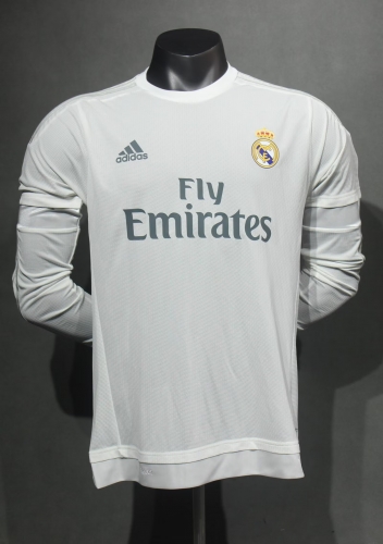 Player Retro Version 2015/16 Real Madrid Home White LS Thailand Soccer Jersey AAA-703