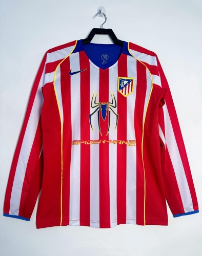 04/05 Retro Version Atlético Madrid Home Red & White LS Thailand Soccer Jersey AAA-811