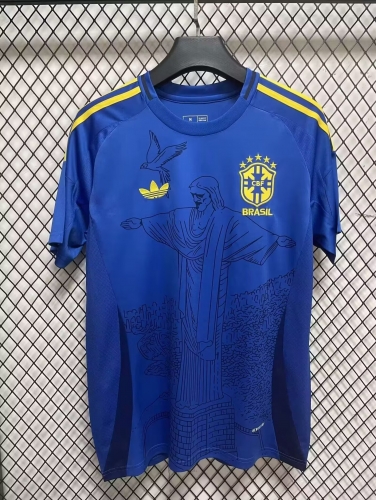 2024/25 Brazil Blue Thailand Soccer Cotton T-Shirts-23/711