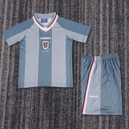 Kids 1996 Retro England Away Blue Kids/Youth Soccer Uniform-811