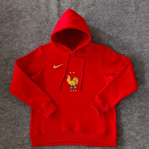 Player Version 2024/25 France Red Thailand Soccer Tracksuit Top With Hat-308