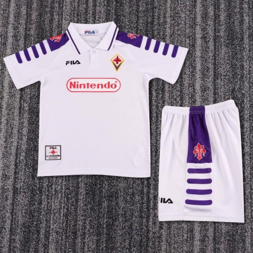 Kids 98/99 Retro ACF Fiorentina Away White Kids/Youth Soccer Uniform-811