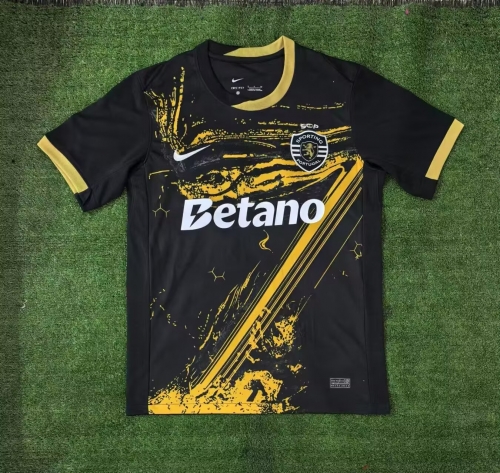 With Ads 2024/25 Sporting Lisbon 2nd Away Black Thailand Soccer Jersey AAA-416