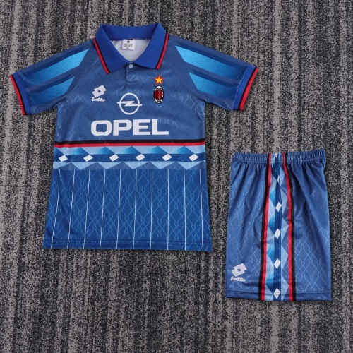 95/96 Retro Version AC Milan Away Blue Kids/Youth Soccer Uniform-811