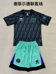 Kids 2024/25 Sheffield United Away Black & Green Kids/Youth Soccer Uniform-208