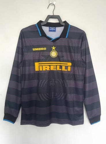 97-98 Retro Version Inter Milan 2nd Away Purple & Black LS Thailand Soccer Jersey AAA-811