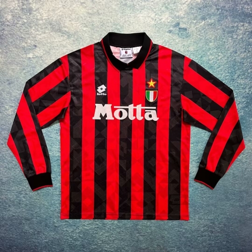 94/95 Retro Version AC Milan Home Red & Black LS Thailand Soccer Jersey AAA-601