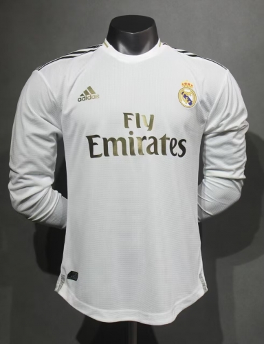 Player Retro Version 2019/20 Real Madrid Home White LS Thailand Soccer Jersey AAA-703