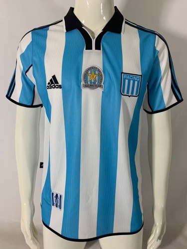 00/01 Retro Version Racing Club de Avellaneda Home Blue & White Thailand Soccer Jersey AAA-503