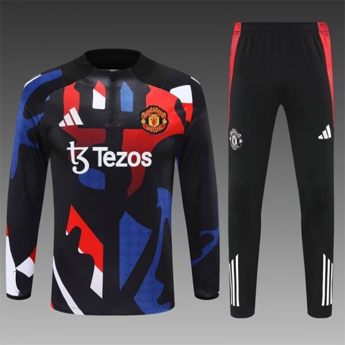 2024/25 Manchester United Black & Red Thailand Tracksuit Uniform-801/GDP