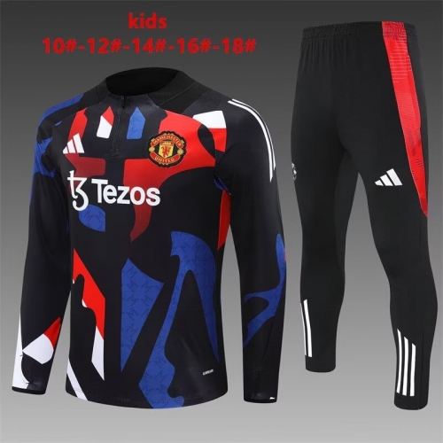 Kids 2024/25 Manchester United Black Kids/Youth Thailand Tracksuit Uniform-801/GDP