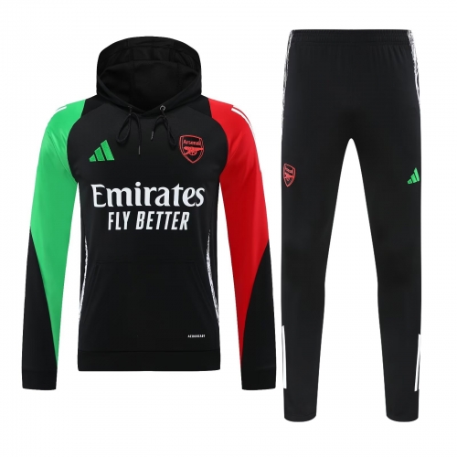 2024/25 Arsenal Black Soccer Tracksuit Uniform With Hat-418