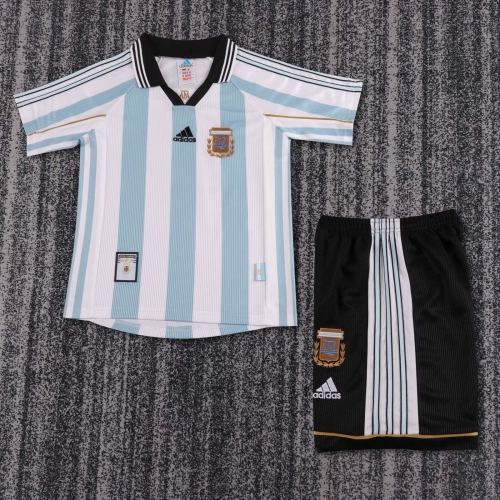 Kids 1998 Retro Argentina Home Blue and White Kids/Youth Soccer Uniform-811/1040