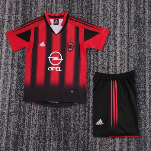 Kids 04/05 Retro Version AC Milan Home Red & black Kids/Youth Soccer Uniform-811