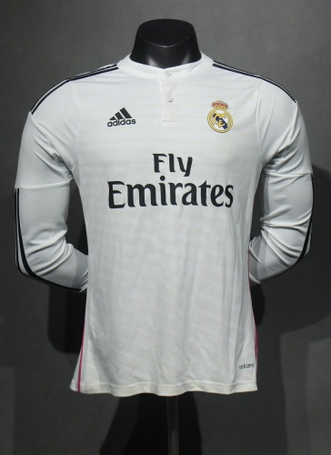 Player Retro Version 2014/15 Real Madrid Home White LS Thailand Soccer Jersey AAA-703