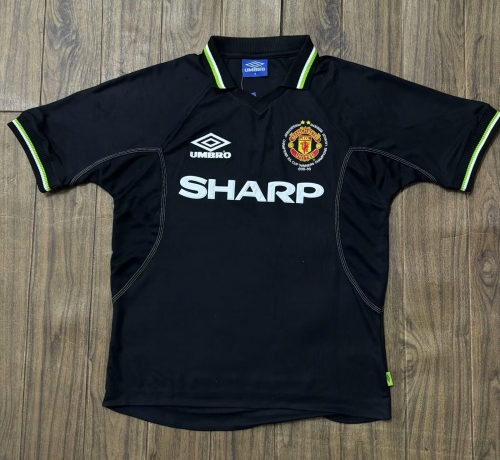 98/99 Retro Champions League Version Manchester United Black Thailand Soccer Jersey AAA-601