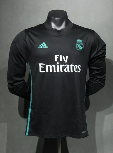 Player Retro Version 2017/18 Real Madrid Away Black LS Thailand Soccer Jersey AAA-703