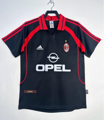 00/01 Retro Version AC Milan 2nd Away Black Thailand Soccer Jersey AAA-811