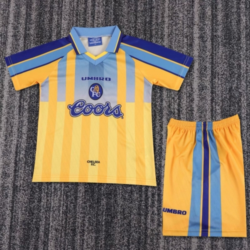 Kids 95/97 Retro Version Chelsea Away Blue & Yellow Kids/Youth Soccer Uniform-811