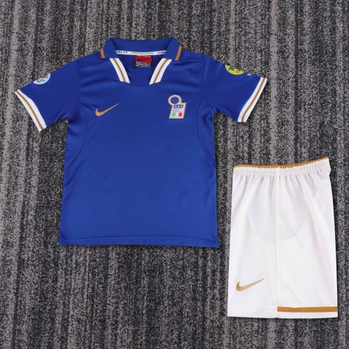 Kids 1996 Retro Version Italy Home Blue Kids/Youth Soccer Uniform-811