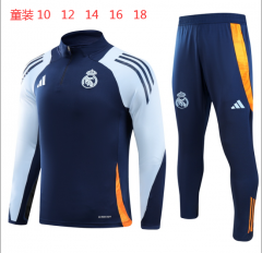 Kids 2024/25 Real Madrid Cyan Kids/Youth Soccer Tracksuit Uniform-GDP