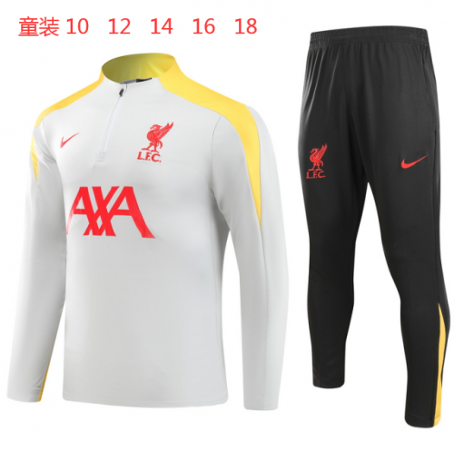 Kids 2024/25 Liverpool Gray Kids/Youth Soccer Tracksuit Uniform-GDP