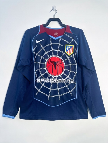 04/05 Retro Version Atlético Madrid Away Blue LS Thailand Soccer Jersey AAA-811