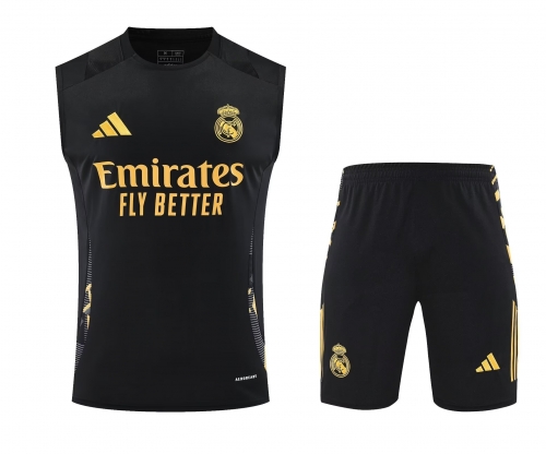 2024/25 Real Madrid Black Thailand Soccer Training Vest Uniform-418