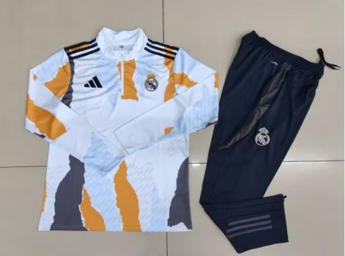 2024/25 Real Madrid White Soccer Tracksuit Uniform-GDP